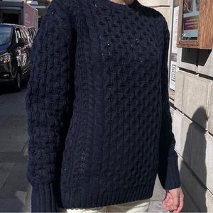 Christopher & Banks - Navy Knit Oversized Crew Neck Sweater
